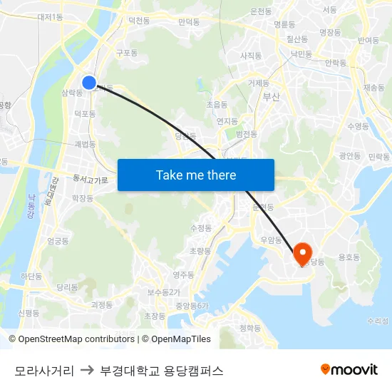 모라사거리 to 부경대학교 용당캠퍼스 map