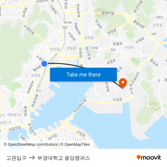 고관입구 to 부경대학교 용당캠퍼스 map