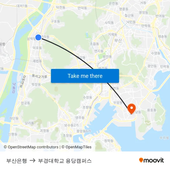 부산은행 to 부경대학교 용당캠퍼스 map