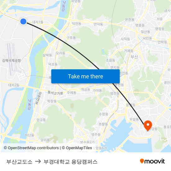 부산교도소 to 부경대학교 용당캠퍼스 map
