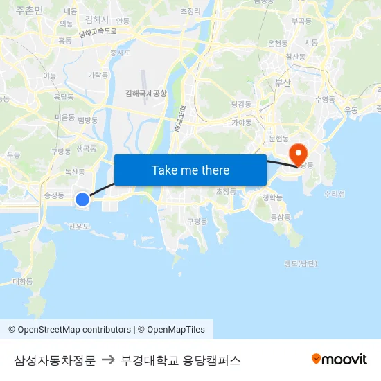 삼성자동차정문 to 부경대학교 용당캠퍼스 map