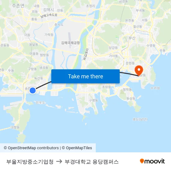 부울지방중소기업청 to 부경대학교 용당캠퍼스 map
