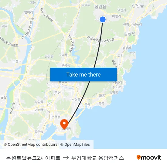 동원로얄듀크2차아파트 to 부경대학교 용당캠퍼스 map