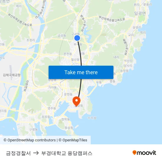 금정경찰서 to 부경대학교 용당캠퍼스 map