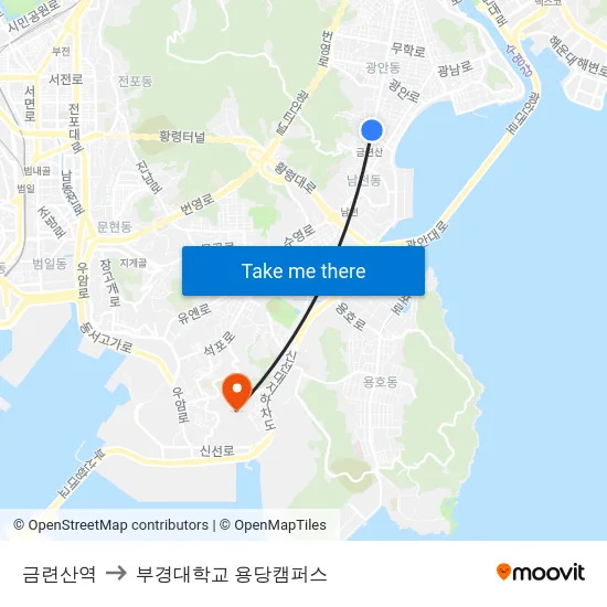 금련산역 to 부경대학교 용당캠퍼스 map