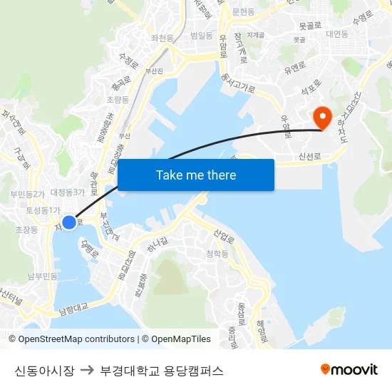 신동아시장 to 부경대학교 용당캠퍼스 map
