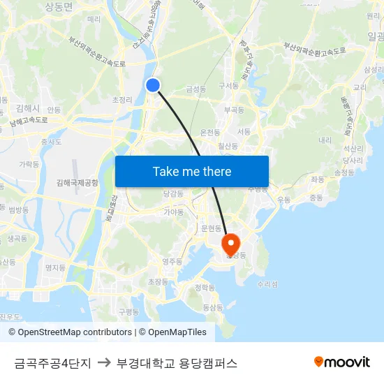 금곡주공4단지 to 부경대학교 용당캠퍼스 map