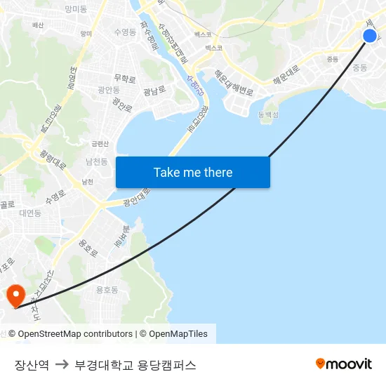 장산역 to 부경대학교 용당캠퍼스 map