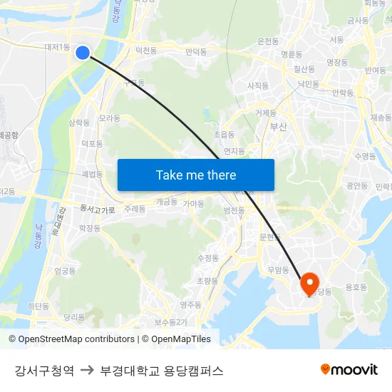강서구청역 to 부경대학교 용당캠퍼스 map