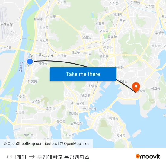 샤니케익 to 부경대학교 용당캠퍼스 map