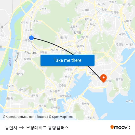 능인사 to 부경대학교 용당캠퍼스 map
