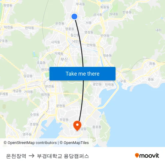 온천장역 to 부경대학교 용당캠퍼스 map