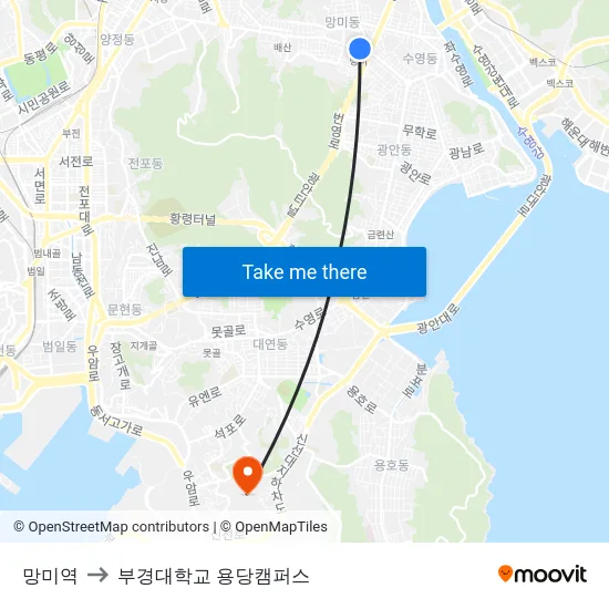 망미역 to 부경대학교 용당캠퍼스 map