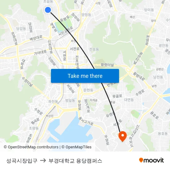 성곡시장입구 to 부경대학교 용당캠퍼스 map