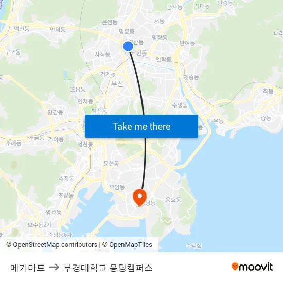 메가마트 to 부경대학교 용당캠퍼스 map
