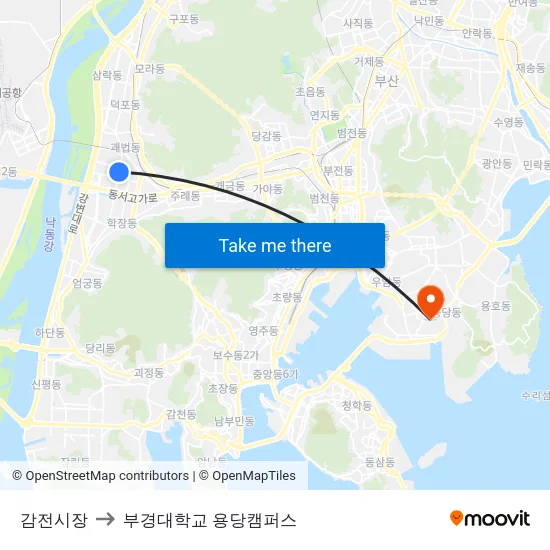 감전시장 to 부경대학교 용당캠퍼스 map