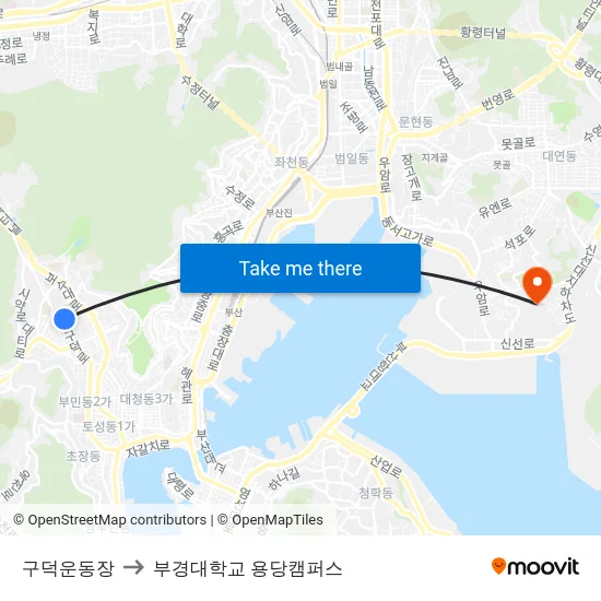 구덕운동장 to 부경대학교 용당캠퍼스 map