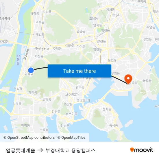 엄궁롯데캐슬 to 부경대학교 용당캠퍼스 map