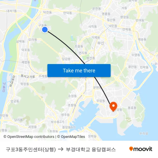 구포3동주민센터(상행) to 부경대학교 용당캠퍼스 map