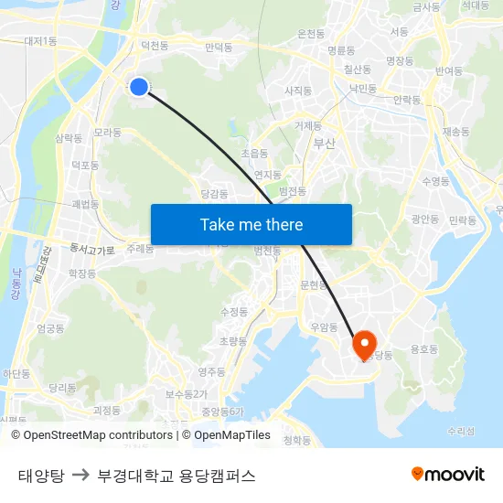 태양탕 to 부경대학교 용당캠퍼스 map