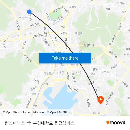 협성피닉스 to 부경대학교 용당캠퍼스 map