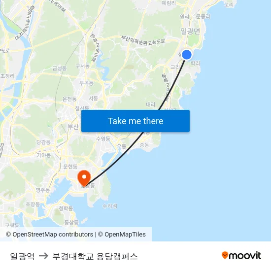 일광역 to 부경대학교 용당캠퍼스 map