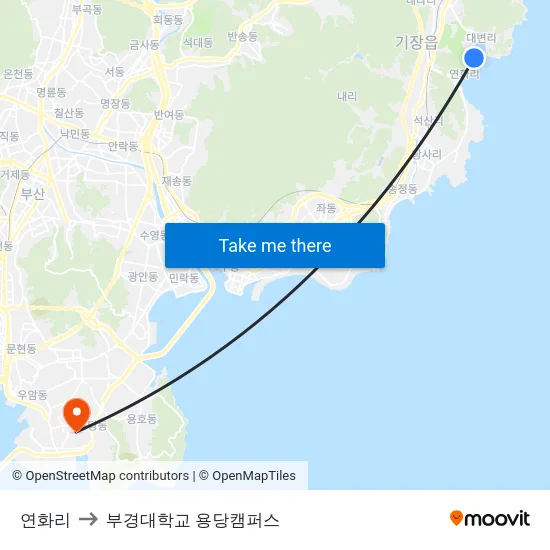 연화리 to 부경대학교 용당캠퍼스 map