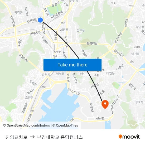 진양교차로 to 부경대학교 용당캠퍼스 map