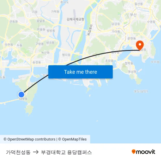 가덕천성동 to 부경대학교 용당캠퍼스 map