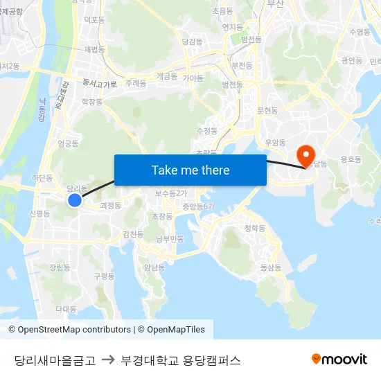 당리새마을금고 to 부경대학교 용당캠퍼스 map