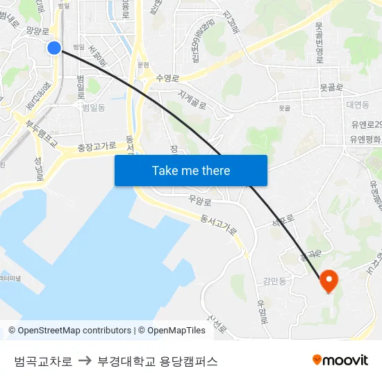 범곡교차로 to 부경대학교 용당캠퍼스 map