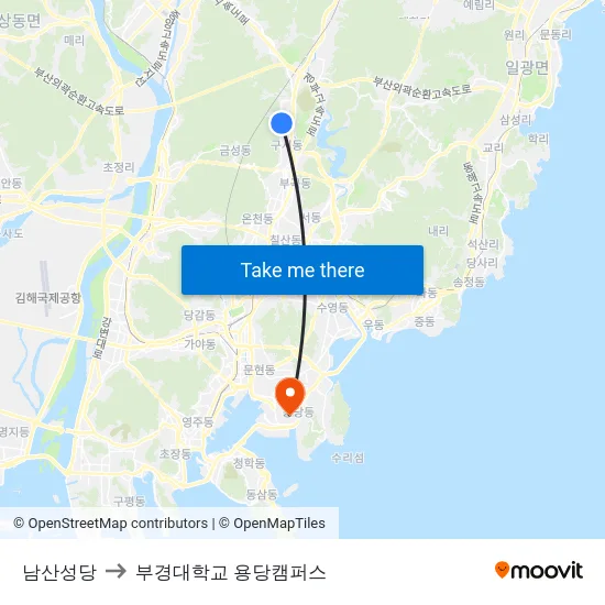 남산성당 to 부경대학교 용당캠퍼스 map