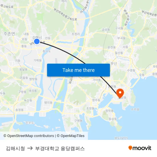 김해시청 to 부경대학교 용당캠퍼스 map