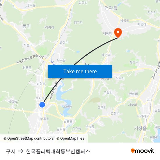 구서 to 한국폴리텍대학동부산캠퍼스 map