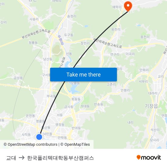 교대 to 한국폴리텍대학동부산캠퍼스 map