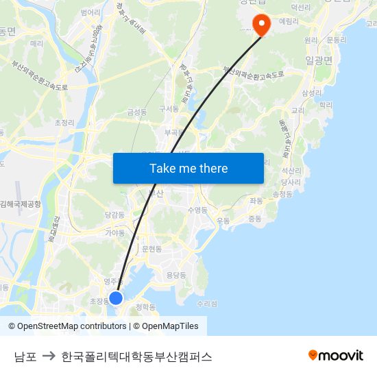 남포 to 한국폴리텍대학동부산캠퍼스 map