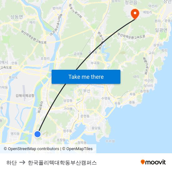 하단 to 한국폴리텍대학동부산캠퍼스 map
