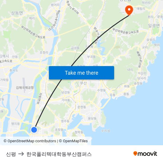 신평 to 한국폴리텍대학동부산캠퍼스 map