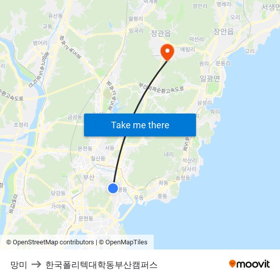망미 to 한국폴리텍대학동부산캠퍼스 map