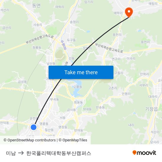 미남 to 한국폴리텍대학동부산캠퍼스 map