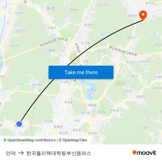 만덕 to 한국폴리텍대학동부산캠퍼스 map