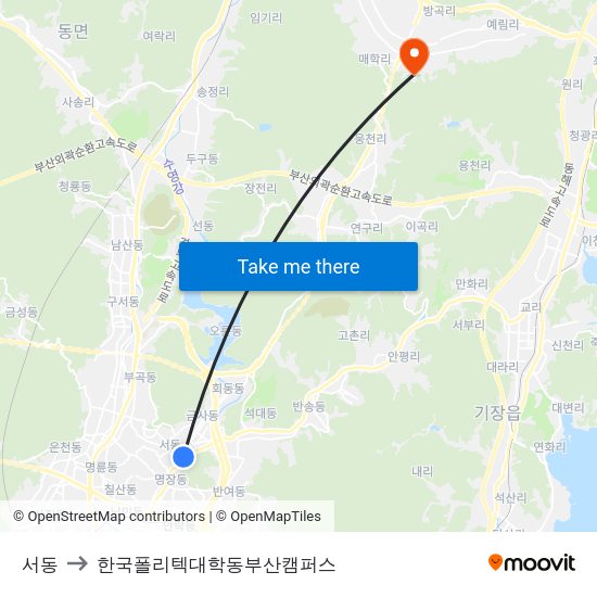 서동 to 한국폴리텍대학동부산캠퍼스 map
