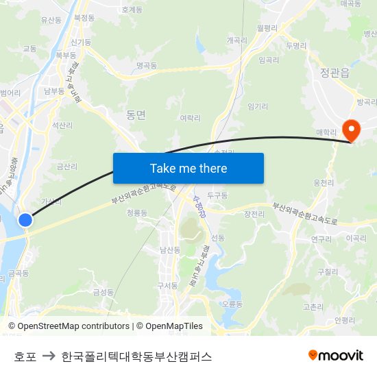 호포 to 한국폴리텍대학동부산캠퍼스 map