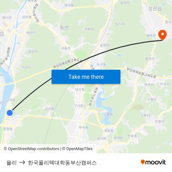 율리 to 한국폴리텍대학동부산캠퍼스 map