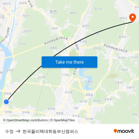 수정 to 한국폴리텍대학동부산캠퍼스 map
