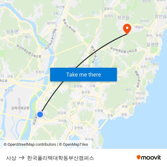 사상 to 한국폴리텍대학동부산캠퍼스 map