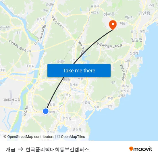 개금 to 한국폴리텍대학동부산캠퍼스 map