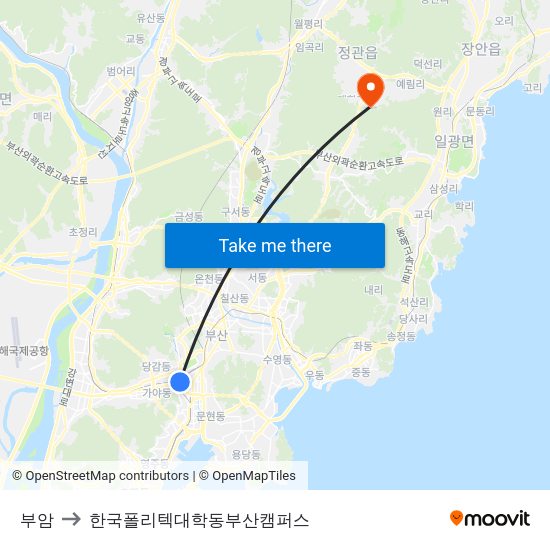 부암 to 한국폴리텍대학동부산캠퍼스 map