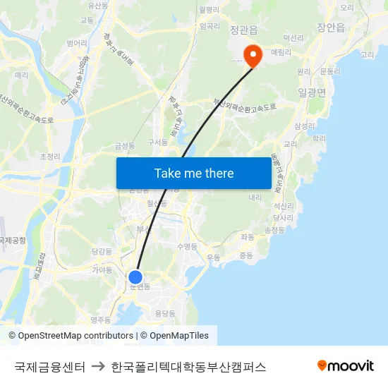 국제금융센터 to 한국폴리텍대학동부산캠퍼스 map
