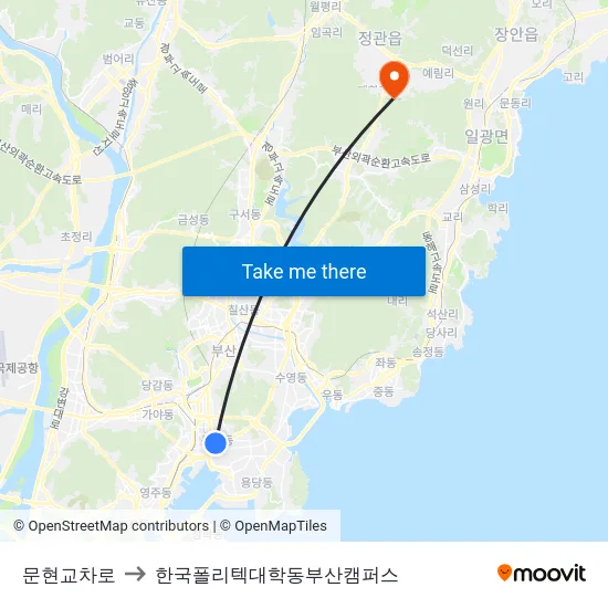 문현교차로 to 한국폴리텍대학동부산캠퍼스 map